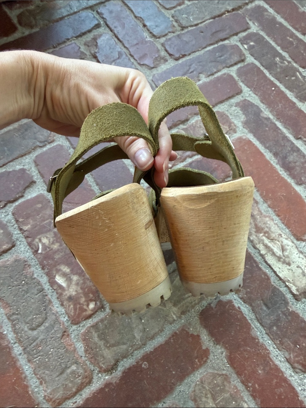 MIA Abba Swedish Clogs Olive Green Mary Jane Platform - Picture 6 of 9